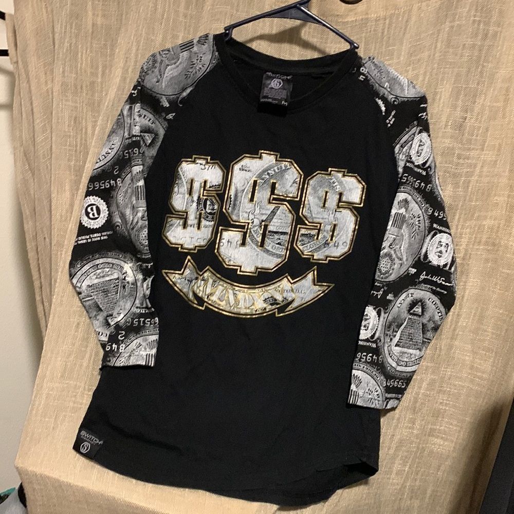 Switch remarkable money black long sleeve shirt size medium